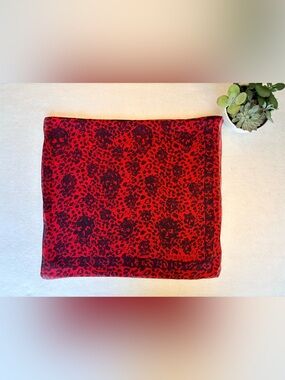 Alexander McQueen Skull Silk Scarf Red Black Leopard Print NWT 104x120